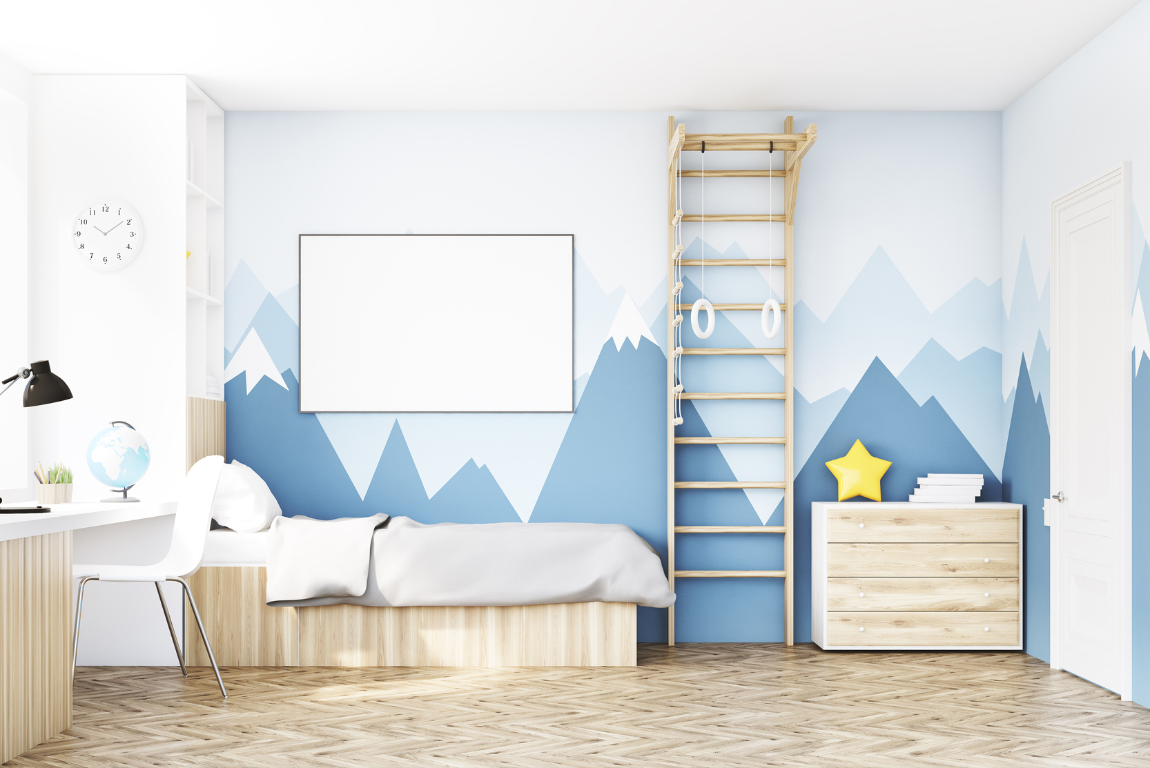 Als een kinderkamer alleen maar dient om te spelen, dan mag je met de kleuren heel fel gaan.